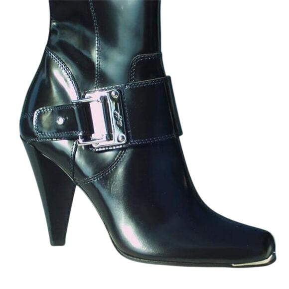 Donald Pliner Black Couture Polished Calf Leather New Boot Angled Shaft NWT $495
